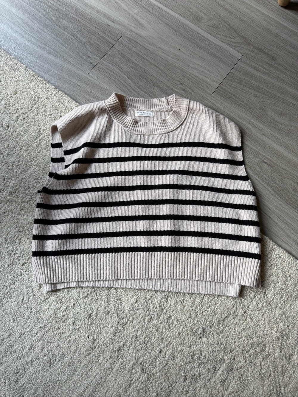 Boutique Striped Knit Sweater Vest